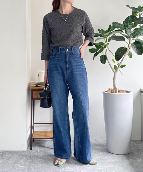 fredy emue(フレディエミュ)の「ポコポコカットJQ8分袖プルオーバー(Tシャツ/カットソー・レディース・チャコールグレー/ブラック/オフホワイト・38)」の17枚目の写真