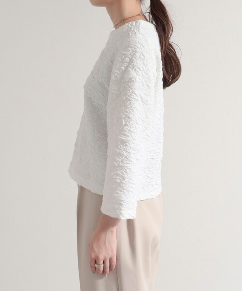 fredy emue(フレディエミュ)の「ポコポコカットJQ8分袖プルオーバー(Tシャツ/カットソー・レディース・チャコールグレー/ブラック/オフホワイト・38)」の13枚目の写真