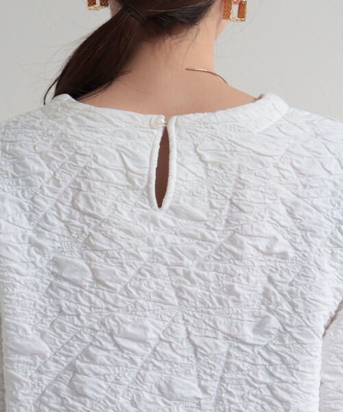 fredy emue(フレディエミュ)の「ポコポコカットJQ8分袖プルオーバー(Tシャツ/カットソー・レディース・チャコールグレー/ブラック/オフホワイト・38)」の8枚目の写真