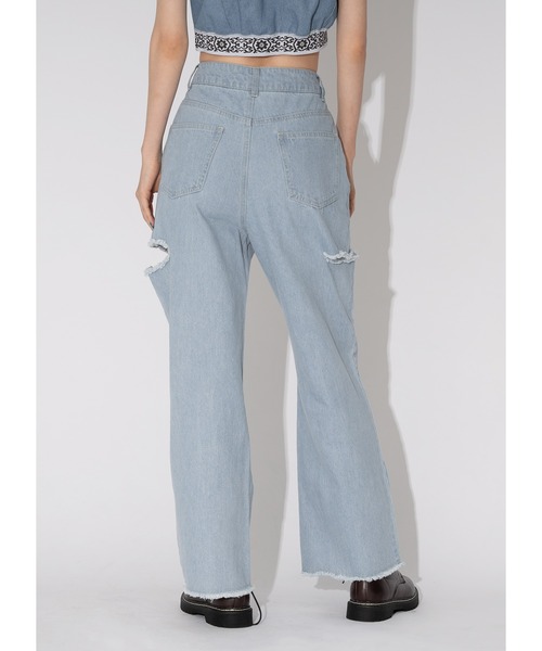 Adoon plain(アドーンプレーン)の「サイドスリットデニム(デニムパンツ・レディース・ブラック/サックスブルー・MEDIUM/LARGE)」の11枚目の写真