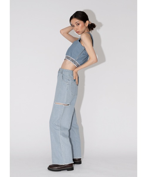 Adoon plain(アドーンプレーン)の「サイドスリットデニム(デニムパンツ・レディース・ブラック/サックスブルー・MEDIUM/LARGE)」の13枚目の写真