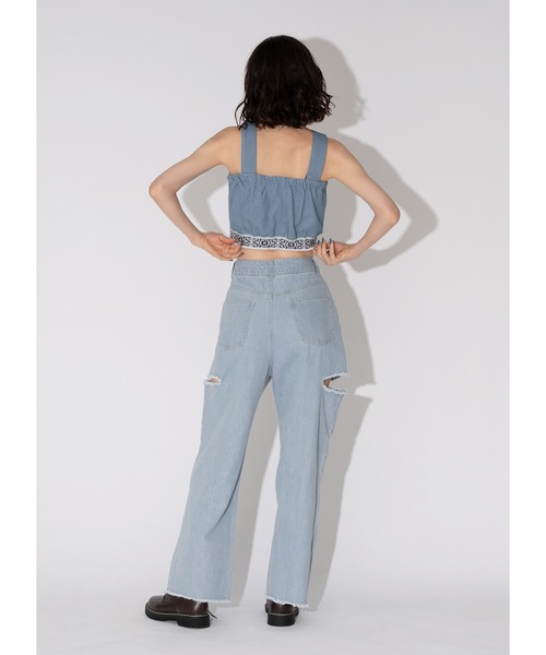 Adoon plain(アドーンプレーン)の「サイドスリットデニム(デニムパンツ・レディース・ブラック/サックスブルー・MEDIUM/LARGE)」の14枚目の写真