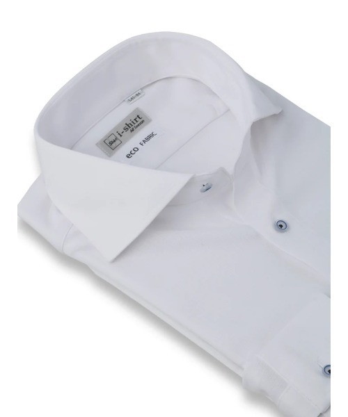 Perfect Suit FActory（パーフェクトスーツファクトリー）の「【完全ノーアイロン】セミワイド　長袖アイシャツ　ストライプ　ホワイト（ビジネスシャツ・メンズ・ホワイト/ラベンダー/ブルー/ピンク・首回り41cm-裄丈84cm/首回り43cm-裄丈86cm/首回り39cm-裄丈80cm/首回り37cm-裄丈80cm/首回り41cm-裄丈82cm/首回り39cm-裄丈82cm/首回り45cm-裄丈86cm）」の2枚目の写真