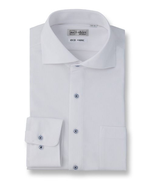 Perfect Suit FActory（パーフェクトスーツファクトリー）の「【完全ノーアイロン】セミワイド　長袖アイシャツ　ストライプ　ホワイト（ビジネスシャツ・メンズ・ホワイト/ラベンダー/ブルー/ピンク・首回り41cm-裄丈84cm/首回り43cm-裄丈86cm/首回り39cm-裄丈80cm/首回り37cm-裄丈80cm/首回り41cm-裄丈82cm/首回り39cm-裄丈82cm/首回り45cm-裄丈86cm）」の6枚目の写真