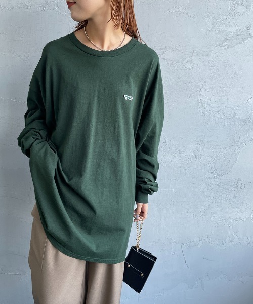 TOWNCRAFT（タウンクラフト）の「[TOWN CRAFT/タウンクラフト・THE FOX/ザフォックス] ワンポイントロゴ刺繍 ロングスリーブTシャツ（Tシャツ/カットソー・メンズ・ブラック/グリーン/グレー/ホワイト・XL/L）」の4枚目の写真