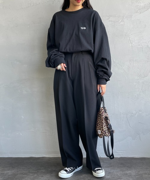 TOWNCRAFT（タウンクラフト）の「[TOWN CRAFT/タウンクラフト・THE FOX/ザフォックス] ワンポイントロゴ刺繍 ロングスリーブTシャツ（Tシャツ/カットソー・メンズ・ブラック/グリーン/グレー/ホワイト・XL/L）」の2枚目の写真