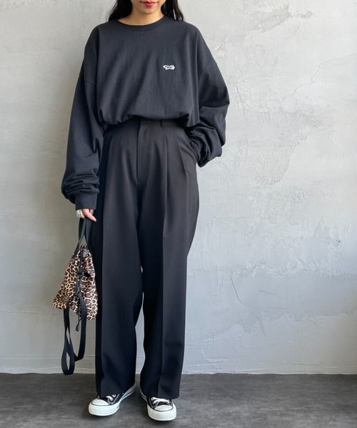 TOWNCRAFT（タウンクラフト）の「[TOWN CRAFT/タウンクラフト・THE FOX/ザフォックス] ワンポイントロゴ刺繍 ロングスリーブTシャツ（Tシャツ/カットソー・メンズ・ブラック/グリーン/グレー/ホワイト・XL/L）」の7枚目の写真