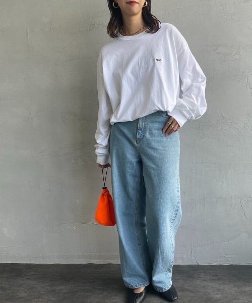 TOWNCRAFT（タウンクラフト）の「[TOWN CRAFT/タウンクラフト・THE FOX/ザフォックス] ワンポイントロゴ刺繍 ロングスリーブTシャツ（Tシャツ/カットソー・メンズ・ブラック/グリーン/グレー/ホワイト・XL/L）」の15枚目の写真