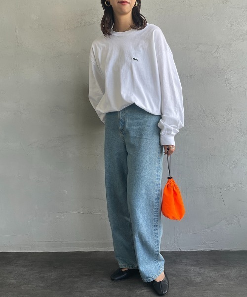 TOWNCRAFT（タウンクラフト）の「[TOWN CRAFT/タウンクラフト・THE FOX/ザフォックス] ワンポイントロゴ刺繍 ロングスリーブTシャツ（Tシャツ/カットソー・メンズ・ブラック/グリーン/グレー/ホワイト・XL/L）」の5枚目の写真