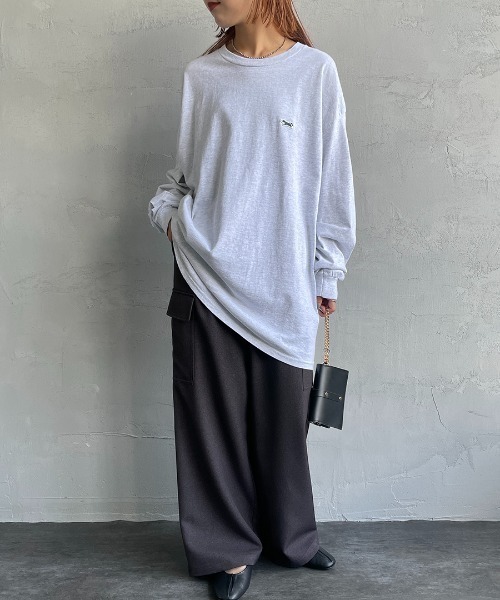 TOWNCRAFT（タウンクラフト）の「[TOWN CRAFT/タウンクラフト・THE FOX/ザフォックス] ワンポイントロゴ刺繍 ロングスリーブTシャツ（Tシャツ/カットソー・メンズ・ブラック/グリーン/グレー/ホワイト・XL/L）」の9枚目の写真