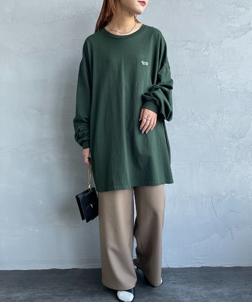 TOWNCRAFT（タウンクラフト）の「[TOWN CRAFT/タウンクラフト・THE FOX/ザフォックス] ワンポイントロゴ刺繍 ロングスリーブTシャツ（Tシャツ/カットソー・メンズ・ブラック/グリーン/グレー/ホワイト・XL/L）」の11枚目の写真