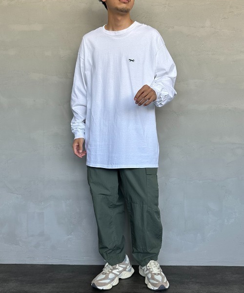 TOWNCRAFT（タウンクラフト）の「[TOWN CRAFT/タウンクラフト・THE FOX/ザフォックス] ワンポイントロゴ刺繍 ロングスリーブTシャツ（Tシャツ/カットソー・メンズ・ブラック/グリーン/グレー/ホワイト・XL/L）」の6枚目の写真