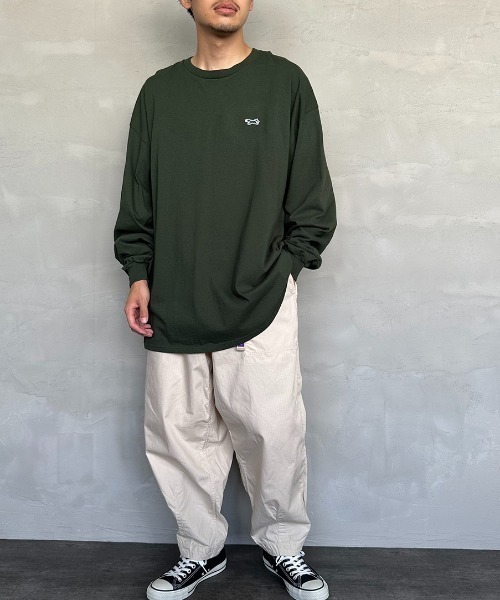 TOWNCRAFT（タウンクラフト）の「[TOWN CRAFT/タウンクラフト・THE FOX/ザフォックス] ワンポイントロゴ刺繍 ロングスリーブTシャツ（Tシャツ/カットソー・メンズ・ブラック/グリーン/グレー/ホワイト・XL/L）」の12枚目の写真