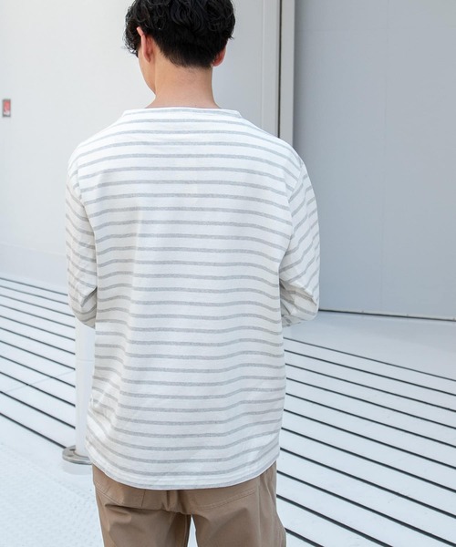 FORK&SPOON(フォークアンドスプーン)の「FORK&SPOON ボートネックボーダー(Tシャツ/カットソー・メンズ・ブラック系その他/グレー系その他/ブラウン系その他/ネイビー・3/4/5)」の7枚目の写真