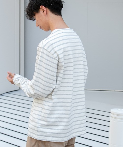 FORK&SPOON(フォークアンドスプーン)の「FORK&SPOON ボートネックボーダー(Tシャツ/カットソー・メンズ・ブラック系その他/グレー系その他/ブラウン系その他/ネイビー・3/4/5)」の8枚目の写真