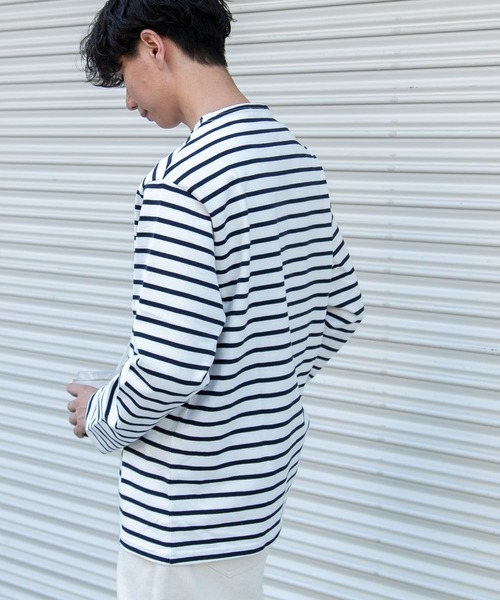 FORK&SPOON(フォークアンドスプーン)の「FORK&SPOON ボートネックボーダー(Tシャツ/カットソー・メンズ・ブラック系その他/グレー系その他/ブラウン系その他/ネイビー・3/4/5)」の14枚目の写真