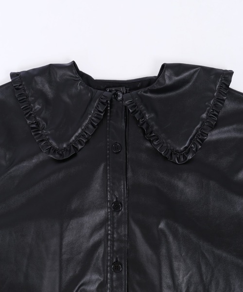 WC（ダブル シー）の「フリルカラーフェイクレザーシャツ（シャツ/ブラウス・レディース・ブラック・FREE）」の14枚目の写真