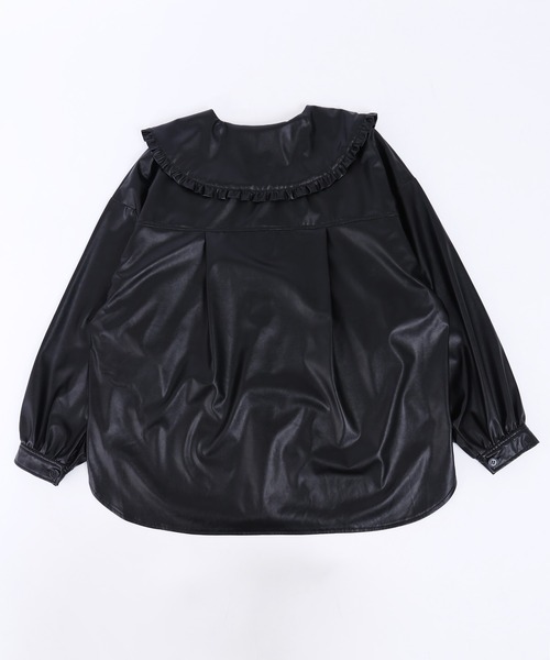 WC（ダブル シー）の「フリルカラーフェイクレザーシャツ（シャツ/ブラウス・レディース・ブラック・FREE）」の17枚目の写真