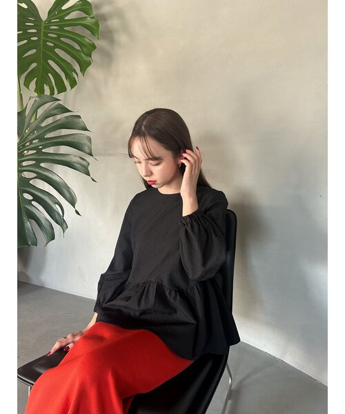 grove（グローブ）の「◆【美人百花11月号掲載】ふくれジャカードペプラムブラウス（シャツ/ブラウス・レディース・アイボリー/ブラック/ブラウン系その他・02/01）」の5枚目の写真