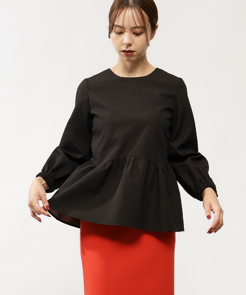 grove（グローブ）の「◆【美人百花11月号掲載】ふくれジャカードペプラムブラウス（シャツ/ブラウス・レディース・アイボリー/ブラック/ブラウン系その他・02/01）」の9枚目の写真