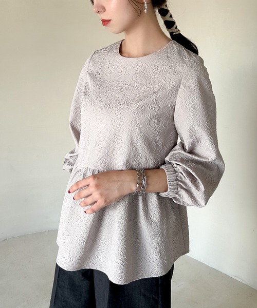 grove（グローブ）の「◆【美人百花11月号掲載】ふくれジャカードペプラムブラウス（シャツ/ブラウス・レディース・アイボリー/ブラック/ブラウン系その他・02/01）」の3枚目の写真