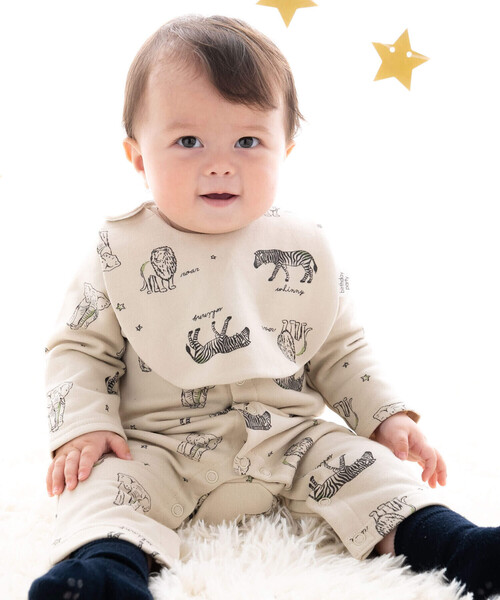 birthday party（バースデイパーティー）の「【お揃い】ウラゲアニマルプリントスタイ（スタイ/よだれかけ・キッズ・ベージュ系その他/グリーン系その他・FREE）」の3枚目の写真