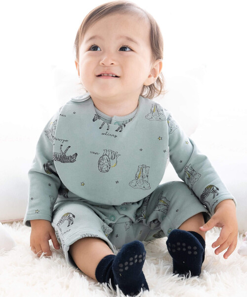 birthday party（バースデイパーティー）の「【お揃い】ウラゲアニマルプリントスタイ（スタイ/よだれかけ・キッズ・ベージュ系その他/グリーン系その他・FREE）」の4枚目の写真