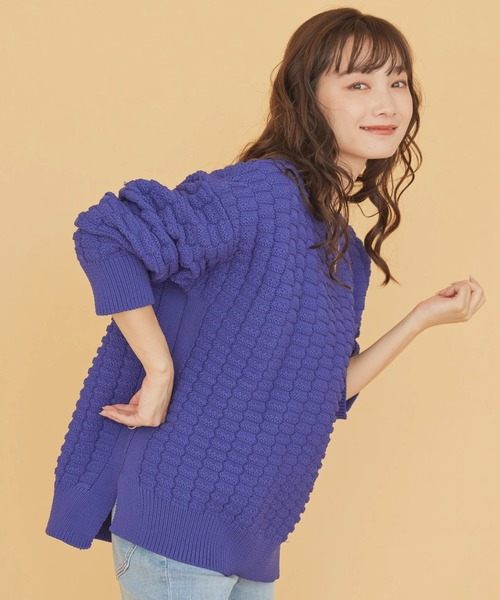 AMERICAN HOLIC（アメリカンホリック）の「エコカルットポコポコプルオーバー<エコ・軽い・ニット>（ニット/セーター・レディース・グリーン/マスタード/アイボリー/パープル/ブラック・M/L）」の4枚目の写真