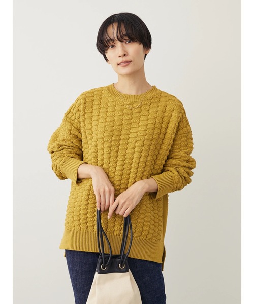 AMERICAN HOLIC（アメリカンホリック）の「エコカルットポコポコプルオーバー<エコ・軽い・ニット>（ニット/セーター・レディース・グリーン/マスタード/アイボリー/パープル/ブラック・M/L）」の6枚目の写真