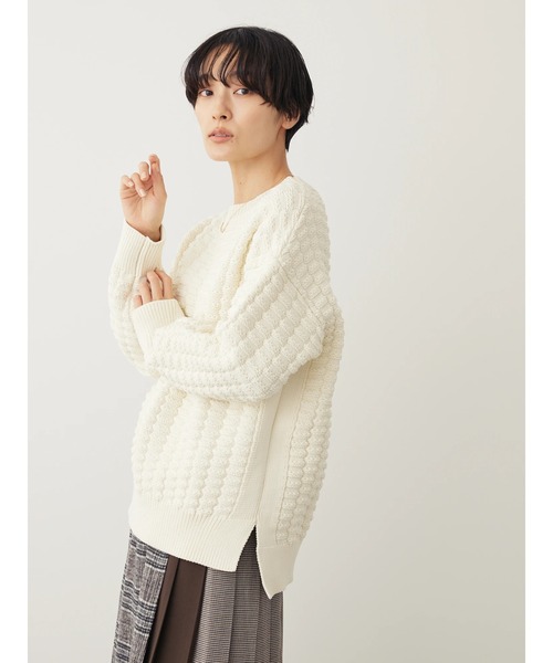 AMERICAN HOLIC（アメリカンホリック）の「エコカルットポコポコプルオーバー<エコ・軽い・ニット>（ニット/セーター・レディース・グリーン/マスタード/アイボリー/パープル/ブラック・M/L）」の8枚目の写真