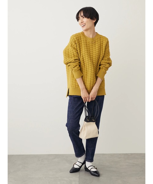 AMERICAN HOLIC（アメリカンホリック）の「エコカルットポコポコプルオーバー<エコ・軽い・ニット>（ニット/セーター・レディース・グリーン/マスタード/アイボリー/パープル/ブラック・M/L）」の16枚目の写真