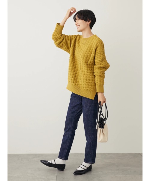 AMERICAN HOLIC（アメリカンホリック）の「エコカルットポコポコプルオーバー<エコ・軽い・ニット>（ニット/セーター・レディース・グリーン/マスタード/アイボリー/パープル/ブラック・M/L）」の17枚目の写真