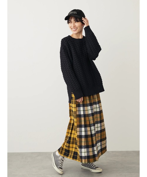 AMERICAN HOLIC（アメリカンホリック）の「エコカルットポコポコプルオーバー<エコ・軽い・ニット>（ニット/セーター・レディース・グリーン/マスタード/アイボリー/パープル/ブラック・M/L）」の22枚目の写真