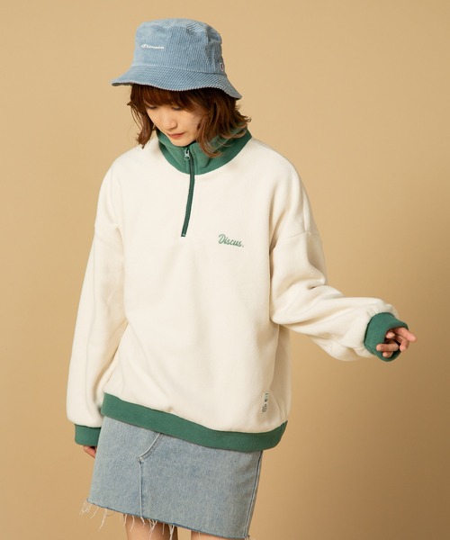 DISCUS/ディスカス】フリースハーフZIP プルオーバー スウェット