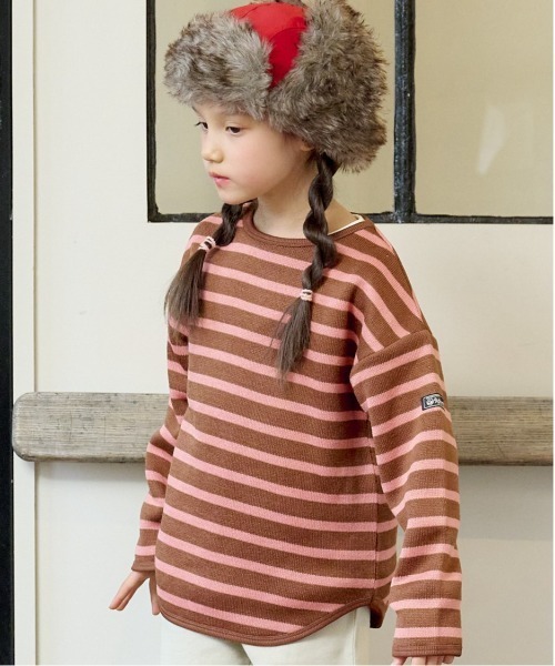 Life Support Products(ライフサポートプロダクツ)の「ウラキモウボーダーカットソー(80~150㎝)(Tシャツ/カットソー・キッズ・パープル/ブラウン/ブルー・140/120/130/95/150/80/90/110/100)」の1枚目の写真