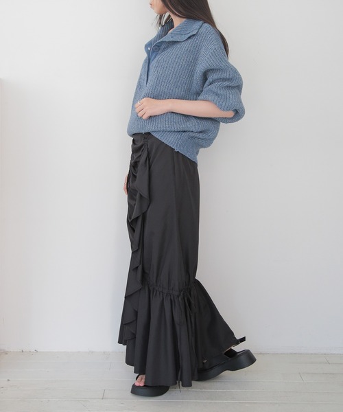 セール】【SETUP7】ハーフボタンローゲージハイネックラメニット