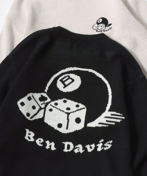 BEN DAVIS（ベンデイビス）の「BEN DAVIS/ベンデイビス DICE ＆ BALL KNIT TOP/オーバーサイズ ニット ストリート バックプリント ロゴ ワンポイント刺繍 セーター（ニット/セーター・メンズ・グレー/オフホワイト/ブラック/グレイッシュブルー・M/L/XL）」の2枚目の写真