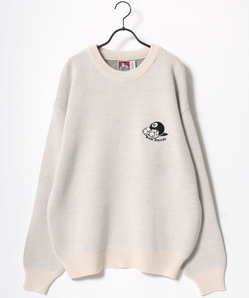 BEN DAVIS（ベンデイビス）の「BEN DAVIS/ベンデイビス DICE ＆ BALL KNIT TOP/オーバーサイズ ニット ストリート バックプリント ロゴ ワンポイント刺繍 セーター（ニット/セーター・メンズ・グレー/オフホワイト/ブラック/グレイッシュブルー・M/L/XL）」の13枚目の写真