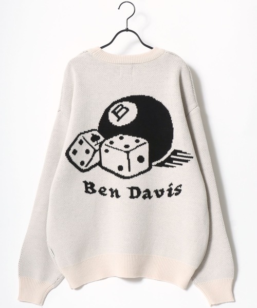 BEN DAVIS（ベンデイビス）の「BEN DAVIS/ベンデイビス DICE ＆ BALL KNIT TOP/オーバーサイズ ニット ストリート バックプリント ロゴ ワンポイント刺繍 セーター（ニット/セーター・メンズ・グレー/オフホワイト/ブラック/グレイッシュブルー・M/L/XL）」の14枚目の写真