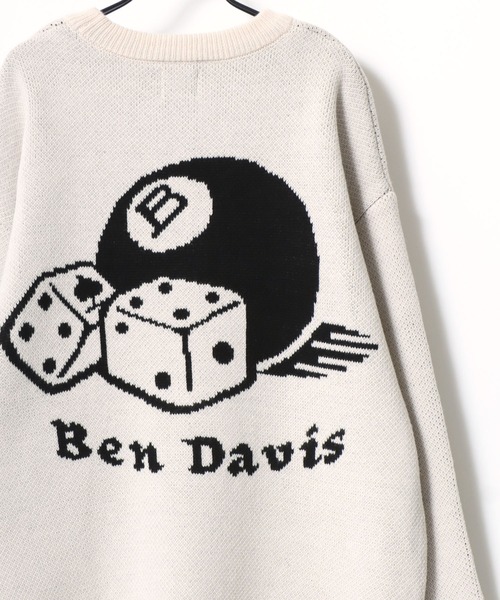 BEN DAVIS（ベンデイビス）の「BEN DAVIS/ベンデイビス DICE ＆ BALL KNIT TOP/オーバーサイズ ニット ストリート バックプリント ロゴ ワンポイント刺繍 セーター（ニット/セーター・メンズ・グレー/オフホワイト/ブラック/グレイッシュブルー・M/L/XL）」の6枚目の写真