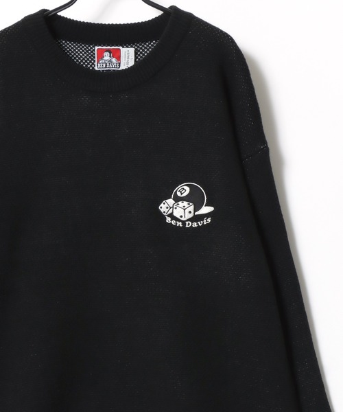 BEN DAVIS（ベンデイビス）の「BEN DAVIS/ベンデイビス DICE ＆ BALL KNIT TOP/オーバーサイズ ニット ストリート バックプリント ロゴ ワンポイント刺繍 セーター（ニット/セーター・メンズ・グレー/オフホワイト/ブラック/グレイッシュブルー・M/L/XL）」の7枚目の写真