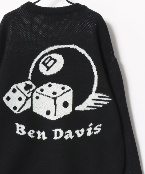 BEN DAVIS（ベンデイビス）の「BEN DAVIS/ベンデイビス DICE ＆ BALL KNIT TOP/オーバーサイズ ニット ストリート バックプリント ロゴ ワンポイント刺繍 セーター（ニット/セーター・メンズ・グレー/オフホワイト/ブラック/グレイッシュブルー・M/L/XL）」の8枚目の写真