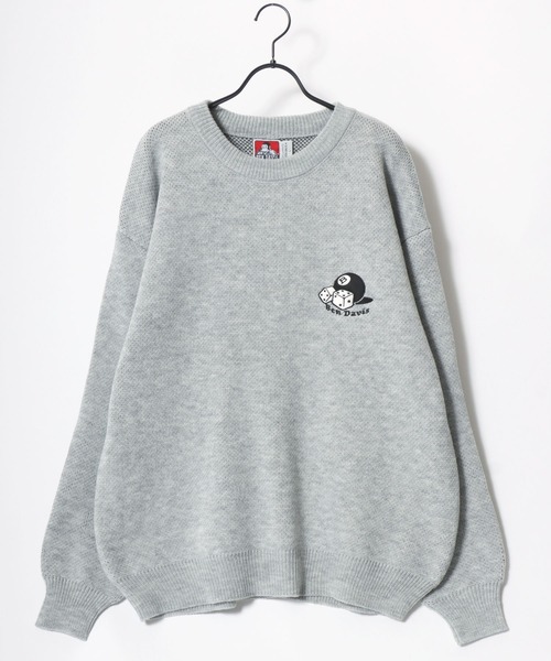 BEN DAVIS（ベンデイビス）の「BEN DAVIS/ベンデイビス DICE ＆ BALL KNIT TOP/オーバーサイズ ニット ストリート バックプリント ロゴ ワンポイント刺繍 セーター（ニット/セーター・メンズ・グレー/オフホワイト/ブラック/グレイッシュブルー・M/L/XL）」の17枚目の写真
