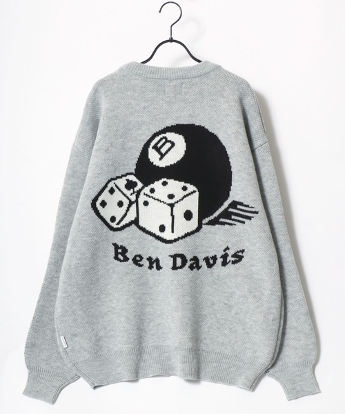 BEN DAVIS（ベンデイビス）の「BEN DAVIS/ベンデイビス DICE ＆ BALL KNIT TOP/オーバーサイズ ニット ストリート バックプリント ロゴ ワンポイント刺繍 セーター（ニット/セーター・メンズ・グレー/オフホワイト/ブラック/グレイッシュブルー・M/L/XL）」の18枚目の写真