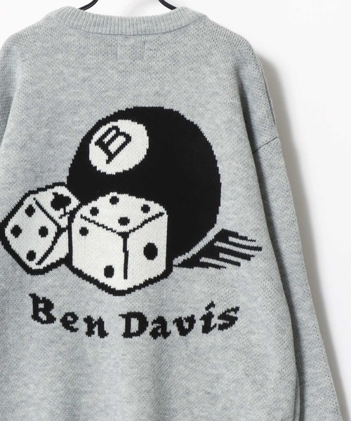 BEN DAVIS（ベンデイビス）の「BEN DAVIS/ベンデイビス DICE ＆ BALL KNIT TOP/オーバーサイズ ニット ストリート バックプリント ロゴ ワンポイント刺繍 セーター（ニット/セーター・メンズ・グレー/オフホワイト/ブラック/グレイッシュブルー・M/L/XL）」の10枚目の写真