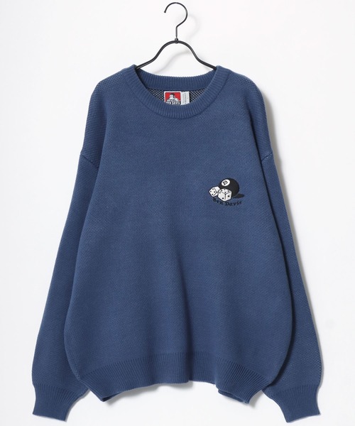 BEN DAVIS（ベンデイビス）の「BEN DAVIS/ベンデイビス DICE ＆ BALL KNIT TOP/オーバーサイズ ニット ストリート バックプリント ロゴ ワンポイント刺繍 セーター（ニット/セーター・メンズ・グレー/オフホワイト/ブラック/グレイッシュブルー・M/L/XL）」の19枚目の写真