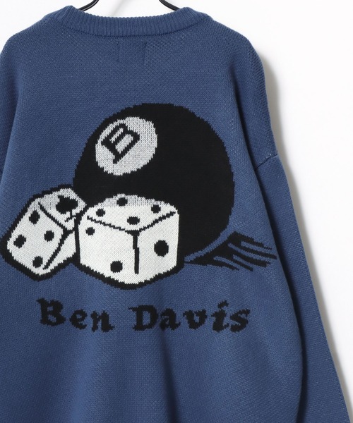 BEN DAVIS（ベンデイビス）の「BEN DAVIS/ベンデイビス DICE ＆ BALL KNIT TOP/オーバーサイズ ニット ストリート バックプリント ロゴ ワンポイント刺繍 セーター（ニット/セーター・メンズ・グレー/オフホワイト/ブラック/グレイッシュブルー・M/L/XL）」の12枚目の写真