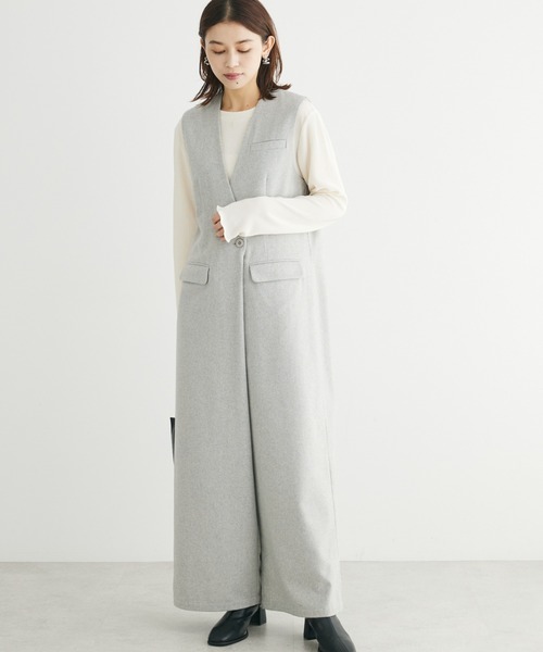 Petit fleur(プチフルール)の「・Petit Fleur ウールライクオールインワン(ワンピース・レディース・グレー/ブラック/チャコールグレー・FREE)」の1枚目の写真