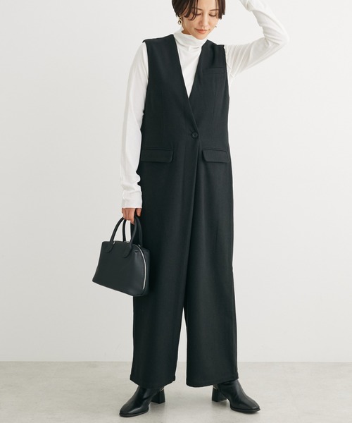 Petit fleur(プチフルール)の「・Petit Fleur ウールライクオールインワン(ワンピース・レディース・グレー/ブラック/チャコールグレー・FREE)」の2枚目の写真