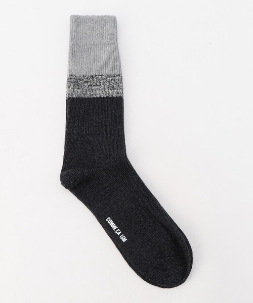 COMME CA ISM(コムサイズム)の「メランジ ライン リブソックス(ソックス/靴下・メンズ・チャコール/ブラック・25-27CM)」の1枚目の写真